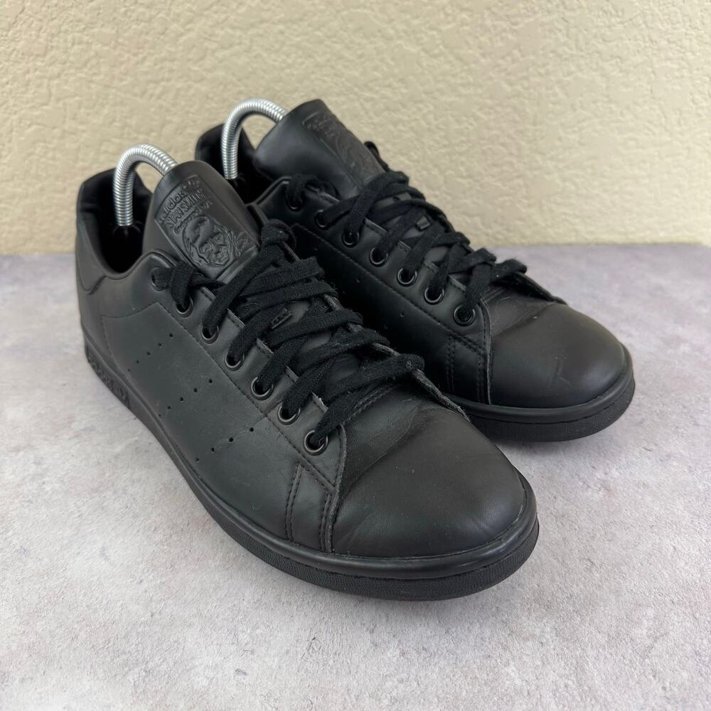 Adidas Stan Smith Triple Black Minimal Mens Size 9 Sneaker Recycled Material